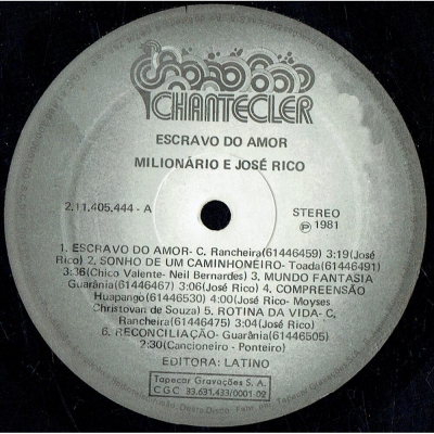 Milionário & José Rico – Escravo Do Amor - Vol. 11 (1981, Vinyl