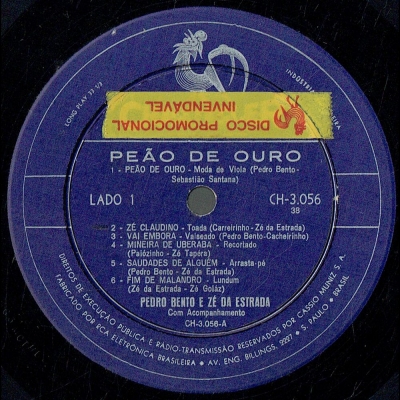 Pedro Bento & Zé da Estrada - Peão De Ouro - Moda De Viola